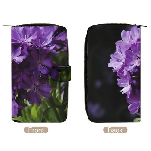 Fashionable Large-capacity Purple Flower Printed Leather Multifunctional Wallet for Men And Women, Multi-card Slot Business Casual Wallet3