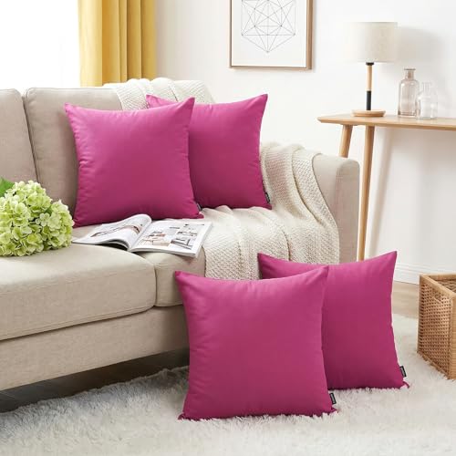 Juego de 4 fundas de almohada decorativas 100% algodón, 45 x 45 cm, cuadradas, fundas de almohada sólidas para el hogar, cama, sofá, 4 unidades, 45 x 45 cm