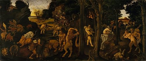 Toile murale Piero Di Cosimo une scène de chasse peinture haut de gamme 60x90cm