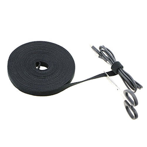 Pasow Fastening Tape Cable Tie Double Side Nylon Power Wire Management 3/4Inch 1 Roll Hook (5 Yards, Style 2) #TOP4