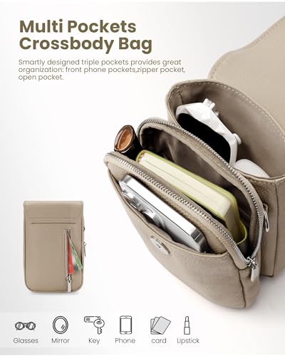 Image of befen Genuine Leather Crossbody Bags for Women, Cell Phone Cross body Purse Bag with RFID Blocking Card Slots