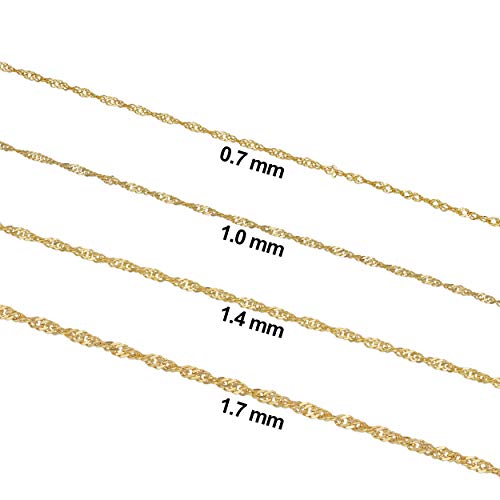 Kooljewelry 10k Yellow Gold Singapore Chain Necklace For Women (0.7mm, 1mm, 1.4mm, 1.7mm - sizes from 14 to 30 inch long)3