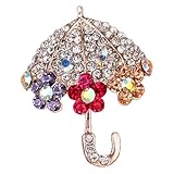 Lurrose 傘モチーフラインストーンブローチ レディーススーツラペルピン 高耐久合製 固定簡単 衣服飾り バックパック用アクセサリー