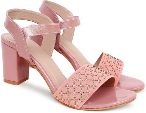 Image of Action Crystal-Embellished Slide Sandals| Block Heel| Water-Resis Tant| Textured EVA Sole Black