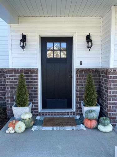 Image of Aveyas 4ft Artificial Cedar Topiary Trees for Outdoor Front Porch Door, 4 Feet Faux Potted Plants Evergreen Fake Pine Cypress Tree for Outside Home Decor (4 ft Tall) - Set of 2 Pack