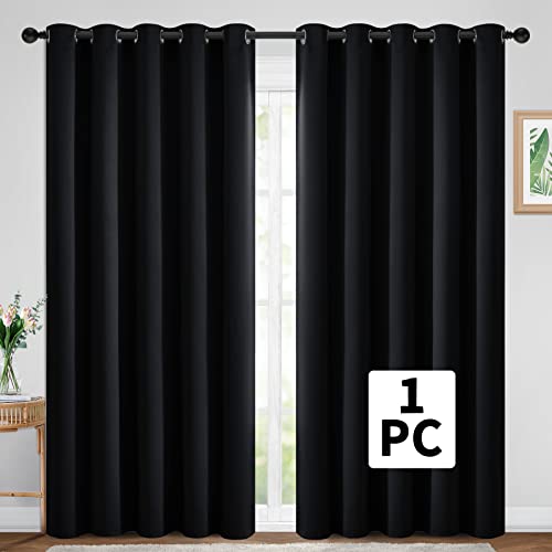 Yakamok Wide Thermal Blackout Patio Door Curtain Panel, Sliding Door Insulated Grommet Curtains, Extra Wide Curtains for Sliding Glass Door, Black, W70 x L84, 1 Panel
