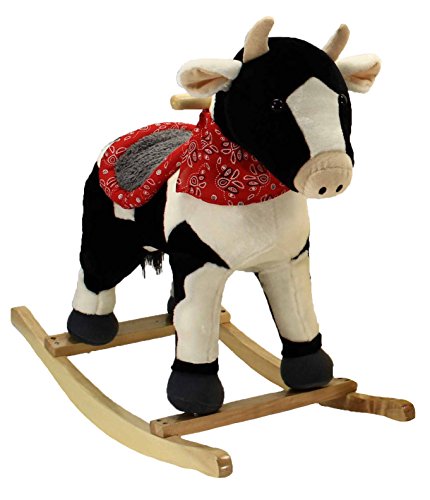 Animal Adventure | Real Wood Ride-On Plush Rocker | Farm Cow | Perfect