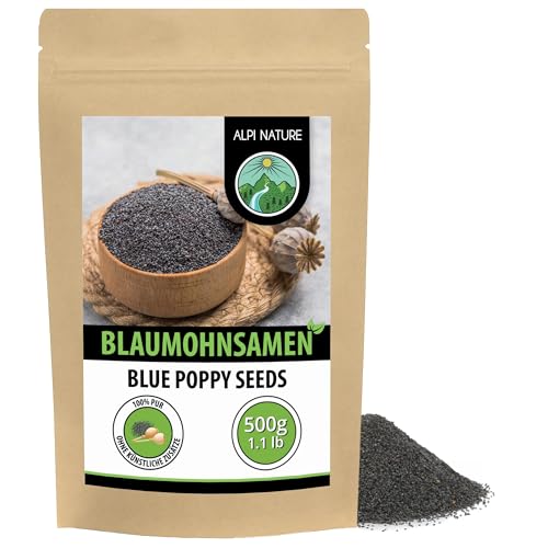 Alpi Nature Mohnsamen 500g, Blaumohn Samen ganz, Mohn Samen ganz zum Backen und Mohnkuchen