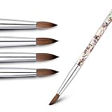 KEMEISI 1pc Round 100% Kolinsky Sable Acrylic Nails Brush with Liquid Glitter Handle for Acrylic Powder Manicure Pedicure Size 8,10,12,14 (#08)