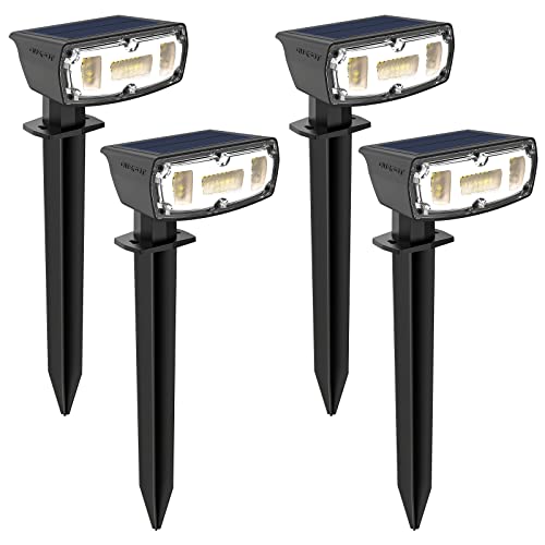 OUSFOT Solar LED Spotlights Outdoor IP67 Solar Garden Lights 4 Pack Solar Lights 2 Lighting Modes for Garden Yard Driveway Walkway