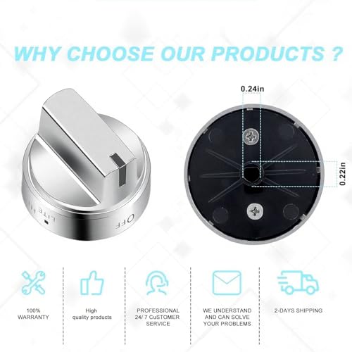 Image of 2PCSStainless Steel Stove Knob WB03X24818 Compatible for GE Stove Knobs Replacements /General Electric Stove Parts