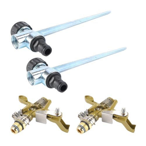 Nicear Arroseur De Pelouse À Impulsion 360° Avec Pointes En Alliage De Zinc - Diamètre De Couverture De 26 M, Arroseur De Jardin Réglable Pour Grandes Surfaces, Compatible Avec Tuyau Standard De 3/4