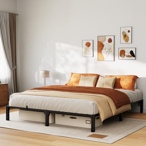 GarveeHome 10 Inch King Tool-Free Bed Frame, Heavy Duty Metal Platform Bed Frame with Durable Iron Slat Support and Legs, No Box Spring Required, No Screws Needed, Support Up to 800 Lbs