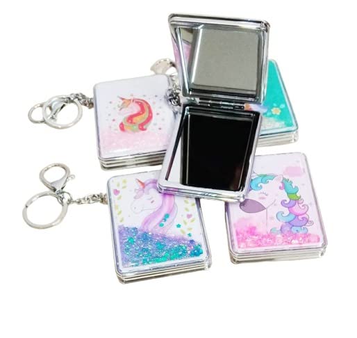 Portable Cute Rectangle Multi color Print Pocket Mirror Folding WITH Keychain Pack of 1 PC-image-43