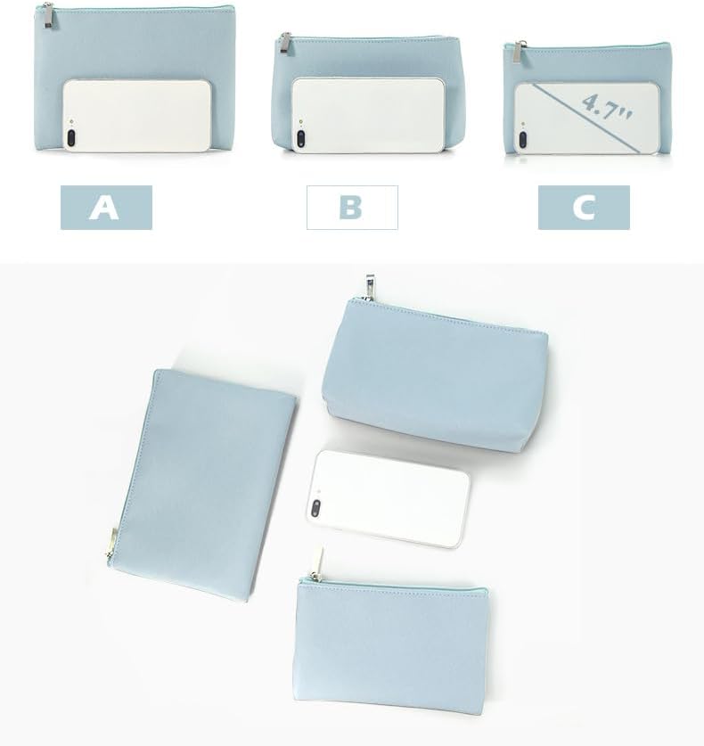 Miniatura 3 de Juego de 2 bolsas de maquillaje, pequeña bolsa de maquillaje con cremallera, bolsa de cosméticos portátil para viajes, bolsa de belleza de piel