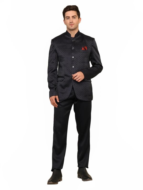 GenericTwo-Piece Suit Set for Men-Classic Coat and Pant Combination-Ideal for Business, Weddings&Formal Events - Versatile Styles&Comfortable Fabric for Effortless Elegance_ Black_42