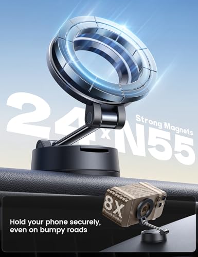 Image of Lamicall for Magsafe Car Mount Dashboard Windshield 70LBS Powerful Suction | Strongest Magnetic Phone Holders for Your Car 360 Rotation Adjustable for iPhone 17 16 15 14 Pro Max All Smartphone Truck
