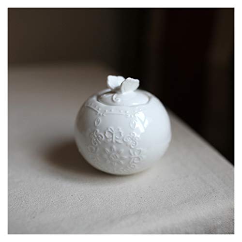 DLAZUM Azucarero de cerámica Vintage con Borde de pétalo, Recipiente para Guardar café, Cubo, Blanco, con Tapa