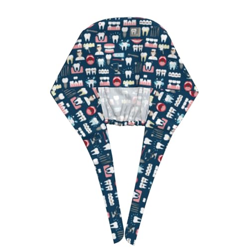 Image of Working Cap Scrub Cap with Sweatband Adjustable Unisex Women Tie Back Hat Nurse Surgical Caps
