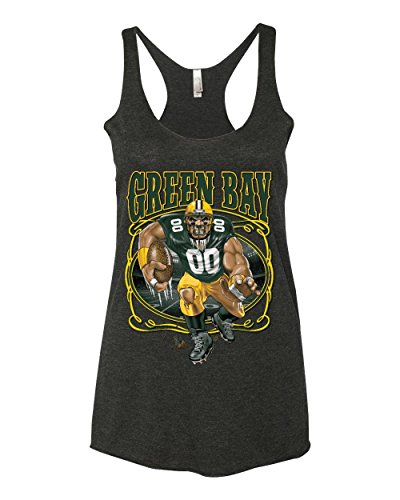 Green Bay Fan | GB Fantasy Football | Womens Sports Premium Tri-Blend Racerback Tank Top, Vintage Black, Large