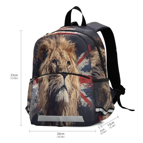 panksolu British Flag with Lion Toddler Backpack for Boys Girls Kids Backpacks Preschool Bag Travel Bag3