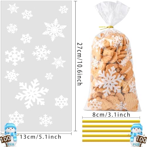 Uuams Cookie Bags, Pack of 100 Christmas Cookie Bags, Snowflake Gift Bags, Christmas, Sweets Christmas - Image 4