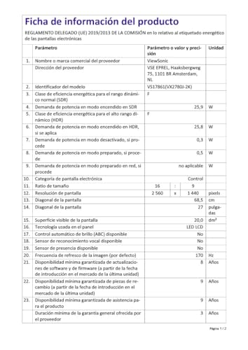 VX Series VX2780J-2K LED display 68,6 cm (27"") 2560 x 1440 pixels 2K Ultra HD Noir - Monitor - Immagine 8