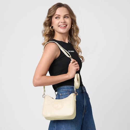 Image of Caprese Monroe Medium Crossbody Bag for Women | Sleek Monogram Sling Bag with Detachable Pouch | Adjustable and Detachable Strap Shoulder Bag for Everyday Use