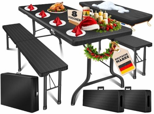 KESSER® Bierzeltgarnitur 3-teilig Set Tisch & 2x Bank | Buffettisch für drinnen & draußen...