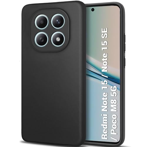 Image of TheGiftKart Sleek Back Cover Case for Mi Redmi Note 15 / Note 15 SE /Poco M8 5G | Slim Fit Protective Design | Ultra Matte Finish | Camera Protection Bump | Soft Silicon Cover Case (Silicone, Black)