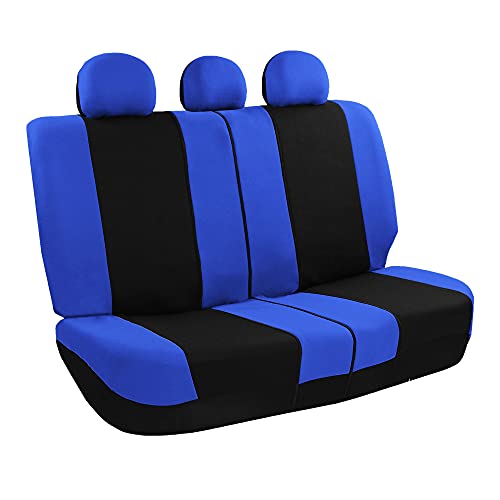 Automotive Seat Covers Blue Black Universal Fit Combo Set With Steering Wheel Cover And Seat Belt Pad For Cars, Suvs, And Trucks (Airbag Compatible And Split Bench) Fh Group Fb030Blueblack-Combo #TOP6
