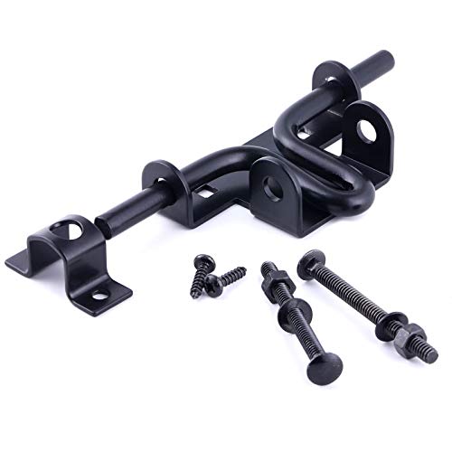 2 Packs Heavy Duty Sliding Bolt Gate Latch – Black Thickened Metal Sliding Bolt Door Lock With Padlock Hole For Wooden Fence/Shed Door/Yard Door/Barn Door/Interior And Outdoor Latch, Solid Hardware #TOP3