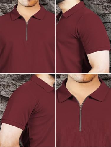 Image of Men's Polyester Rich Solid Polo Tshirt | Collar Tshirts | Half Sleeves | Plain-Regular Fit