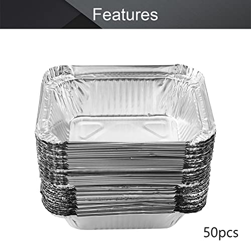 Image of Othmro 5 inchx4 inchx1.7 inch Aluminum Foil Pans,Disposable Takeout Pans, 50pcs Aluminum Foil Food Containers Rectangle Pans 220ml for Cooking, Baking, Heating, Storing, Food Prepping