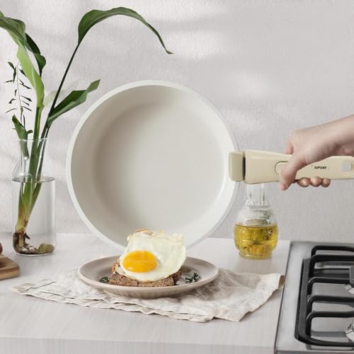 Detachable Pot Handle, Replacement Handle for Pots and Pans, Universal Pan Handle, Compatible with All Cookware, Removable Handle for Pots and Pans, Kitchen Tongs for Baking - Cream White