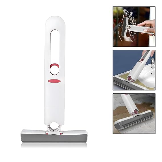 Image of Veloxi Flat Microfiber Magic Mop for Floor Cleaning | Hands-Free Self Squeeze Mop with Stainless-Steel Handle & Washable Microfiber Refill (M Mop)