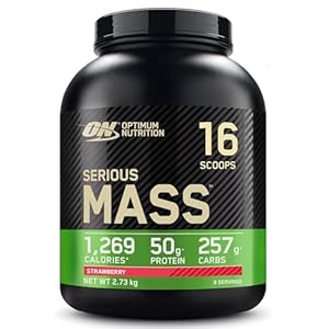 Optimum Nutrition Serious Mass Protein Powder High Calorie Mass Gainer with Vitamins, Creatine and Glutamine, Strawberry, 8 Servings, 2.73 kg, Packaging May Vary
