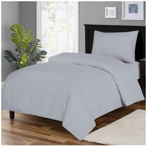 Home In Style 4U Ruby Deals Microfiber Plain Duvet Cover Bedding Sets Luxury Basic Light Weight, Super Soft Collection, Solid Stain Strip Resistant Bed Sheet with Pillowcase 100% Polyester King Grey Cover