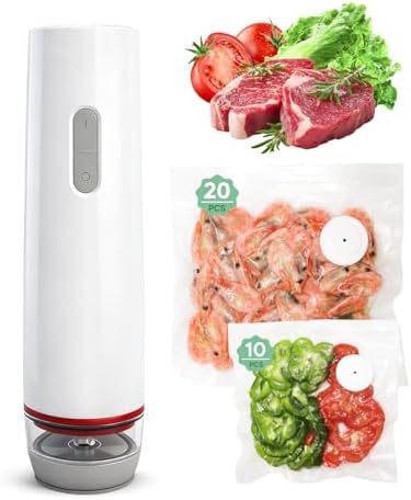 Handheld Vacuum Sealer for Food with 30 Reusable Bags, Compact Re...