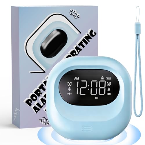 Roxicosly Sveglia vibrante sotto il cuscino, sveglia da viaggio senza fili ricaricabile, doppia sveglia a vibrazione con scuotitore da letto, snooze, DST, week-end per dormienti pesanti, adolescenti