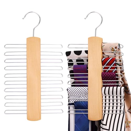 HTTDSLF 2 Pièce Porte Cravate Porte-Cravates, Cintre Foulard, avec 20 Crochets, Cintre pour accrocher Ceintures, écharpes, Cravates, Accessoires Rangement – Crochet pivotant