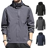 [ANONIE] ジャケット アウトドア ジップアップ ミリタリー フード付きパーカー メンズ ウィンドブレーカー darkgrey 3XL