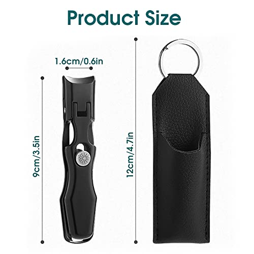 Image of MAYCREATE Nail Cutter For Men Stainless Steel Nail Clippers with Leather Cover Toenail Clippers Wide-Opening Sharp Jaws for Thick Nails,Professional Trimmer