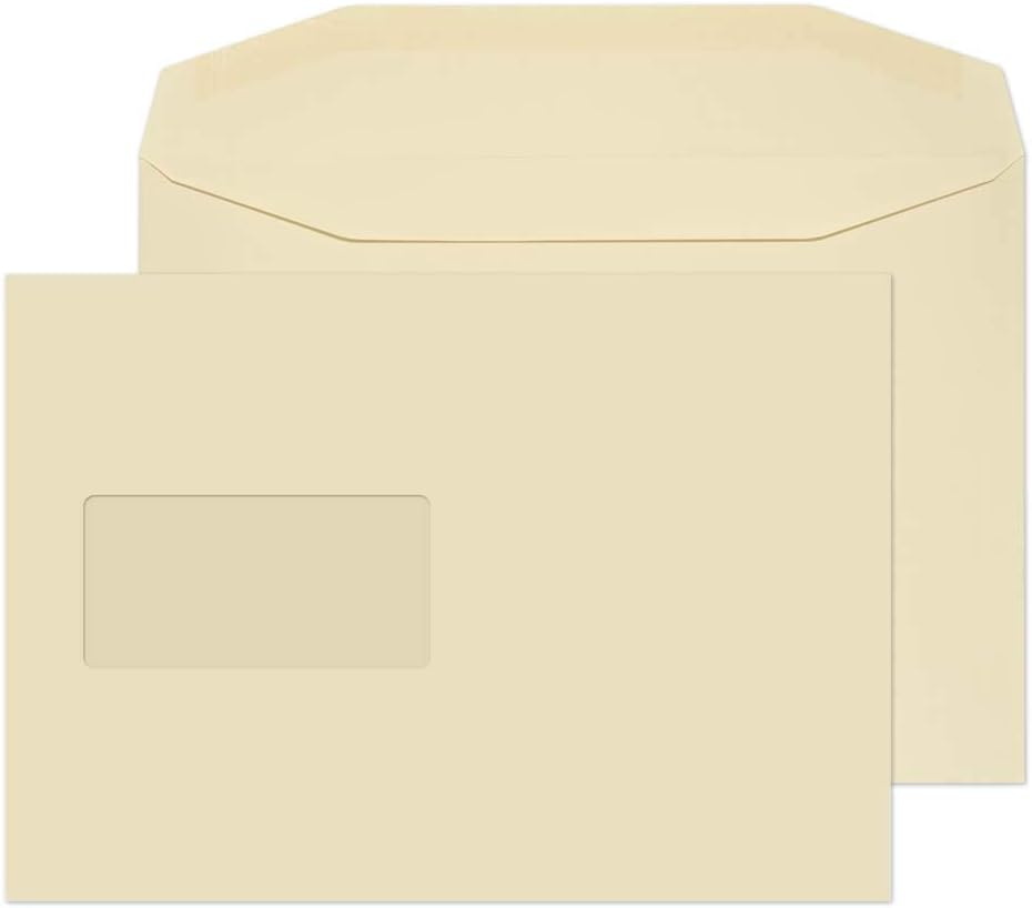 Blake Purely Everyday C5 162 x 229 mm 100 GSM Gummed Mailer Window Envelopes (C6178W) Cream - Pack of 500