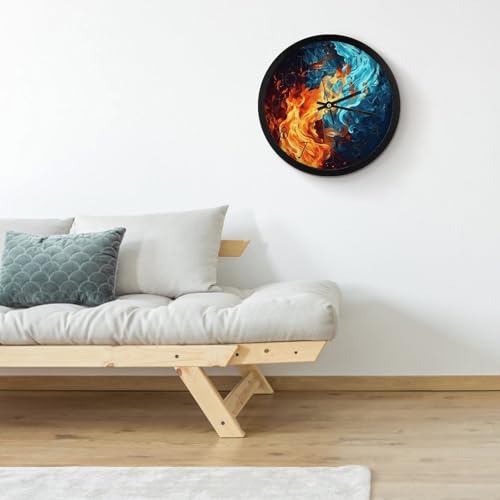 Horloge murale numérique décorative grand format à motif eau et feu - 5