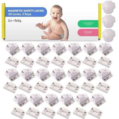 Magnetic Cabinet Locks for Babies, Eco Baby Baby Proofing Cabinet Locks, Child Locks for Cabinets Drawers Doors, Easy Installation No Tools Required