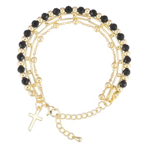 Cross Bracelet for Women, 3-Layer Crystal Bracelet with Paperclip Chain 4.79 + 70% Off Code CQBUEQ7F - image 1