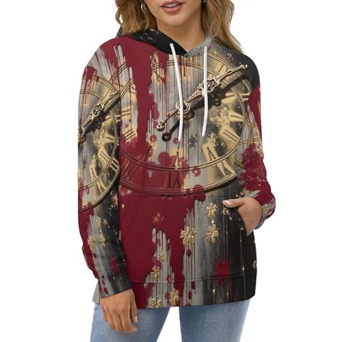 Veste zippée imprimée 3D horloges sweat ample pour look urbain unique - 2