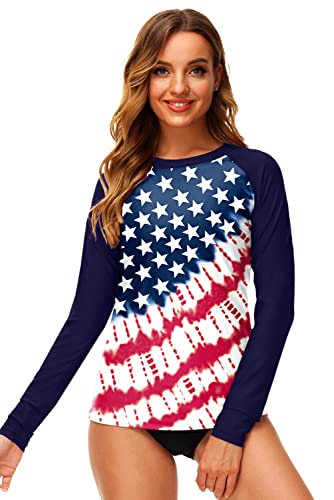 Women's 4Th Of July Swim Shirt Long Sleeve Upf Patriotic Swim Tee Stars And Stripes American Flag Sun Shirt Xl #TOP3