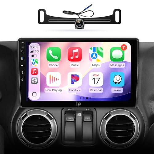 10inch Android Car Radio Stereo for Jeep Wrangler JK 2007-2018 Dodge Ram 1500 2500 3500 2009-2012 Grand Cherokee with Carplay Android auto Camera Mirroring Touchscreen GPS Navigation Relacement